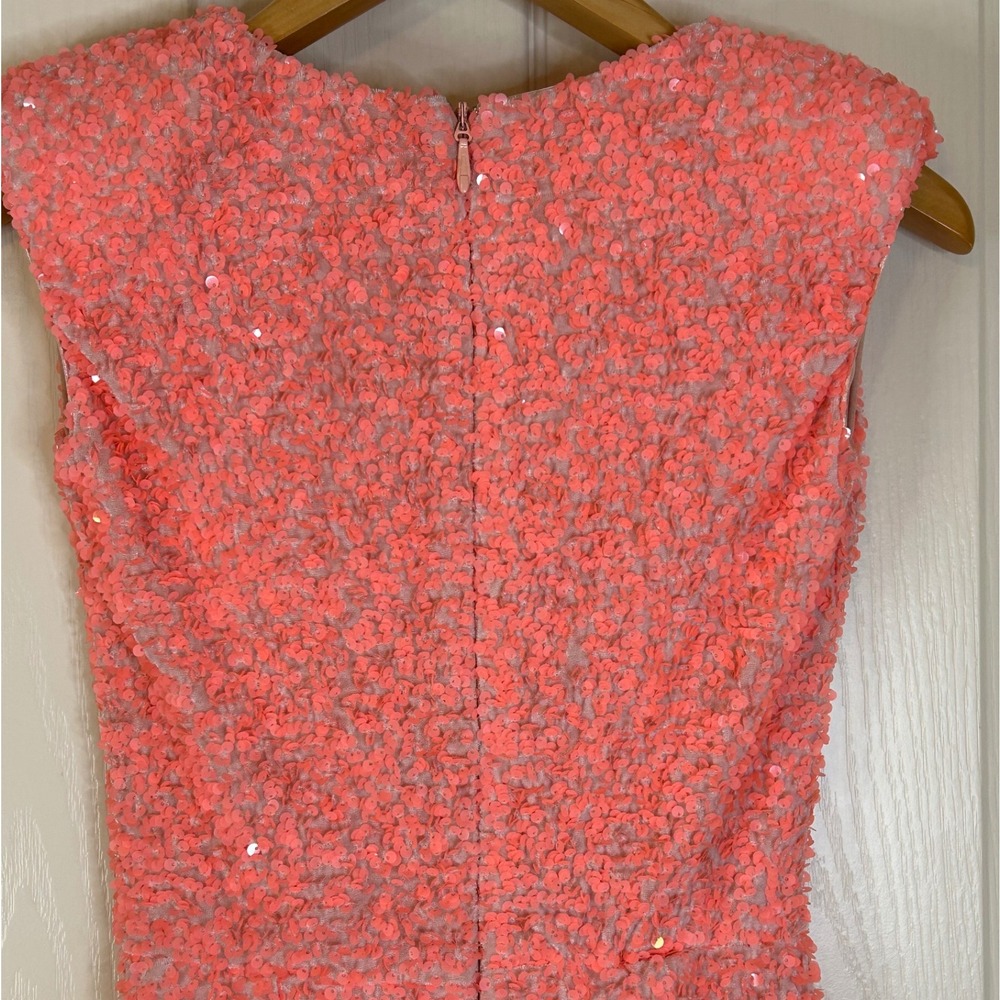 Helsi Jodi NWT Coral Sequin Mini Dress Sleeveless plunging Party Cocktail XS - Picture 9 of 11